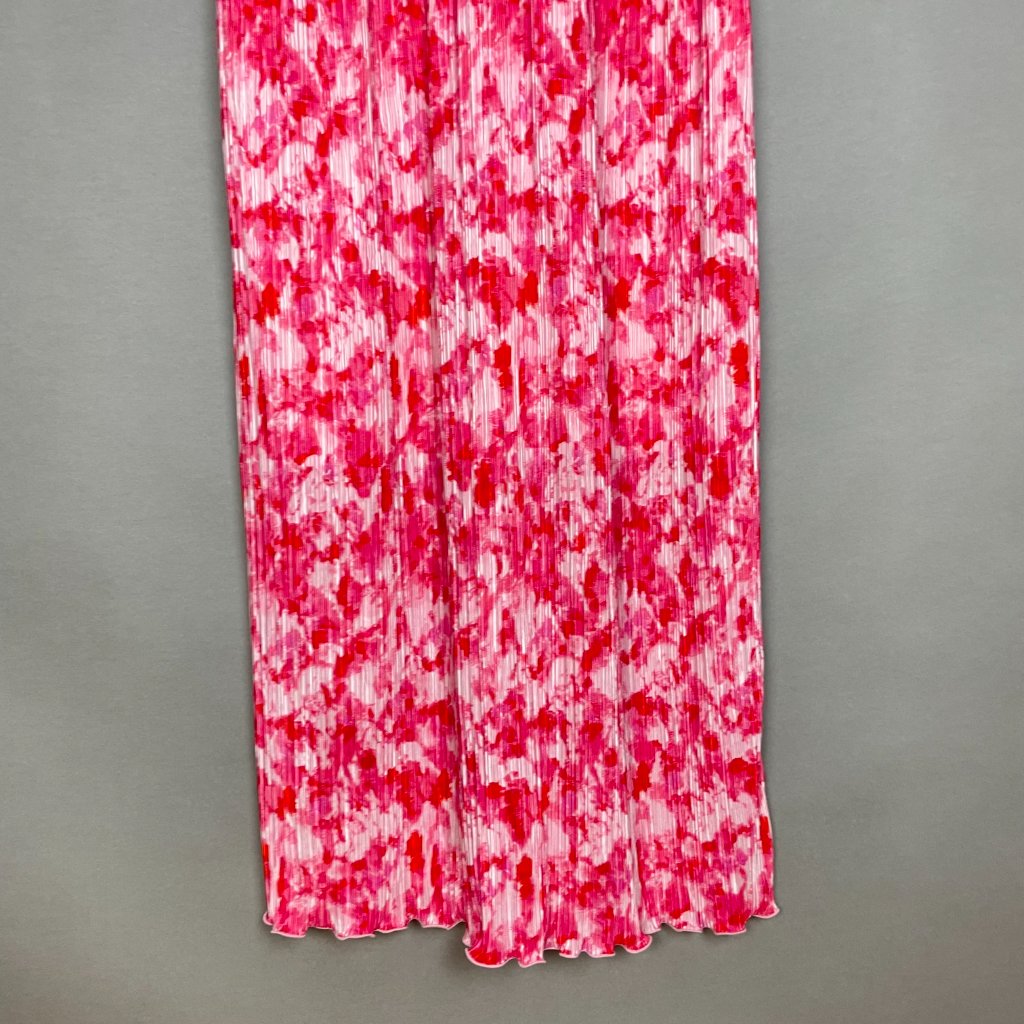 Chelsea28 Dress Flutter Sleeve Pliss Midi Dress Nwt Pink Red Artful Petals Lrg — image 6 of 8